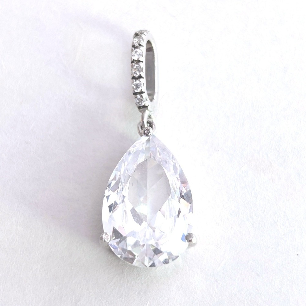 Sterling Silver Pear Cut Cubic Zirconia Teardrop Pendant THAI 925 FAS Clear
